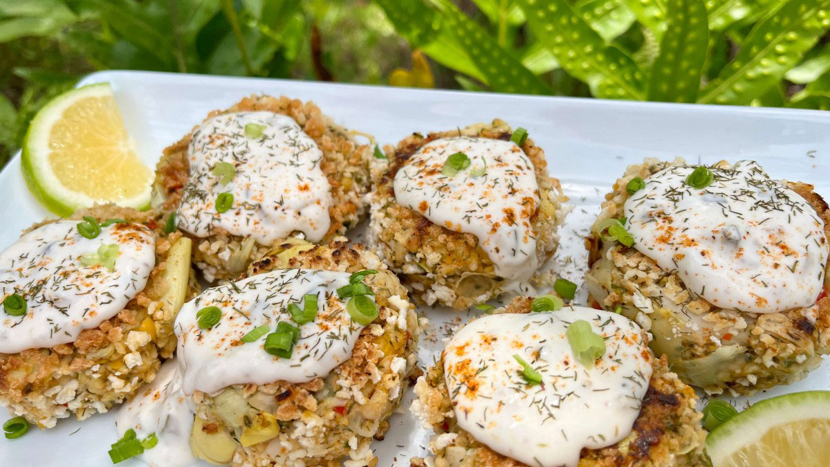 Less Cake Recipe: Vegan Crab-less Cakes with Lemony Tartar Sauce - Wellness Travel BC